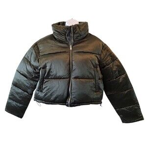 7 FOR ALL MANKIND METALLIC Olive WOMENS PUFFER JACKET NWT SIZE Large NEW W/tags